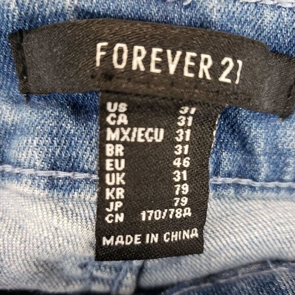 Forever 21 Denim Jeans Slitted Bell Bottoms Long High Waist Size 31 - Picture 10 of 11